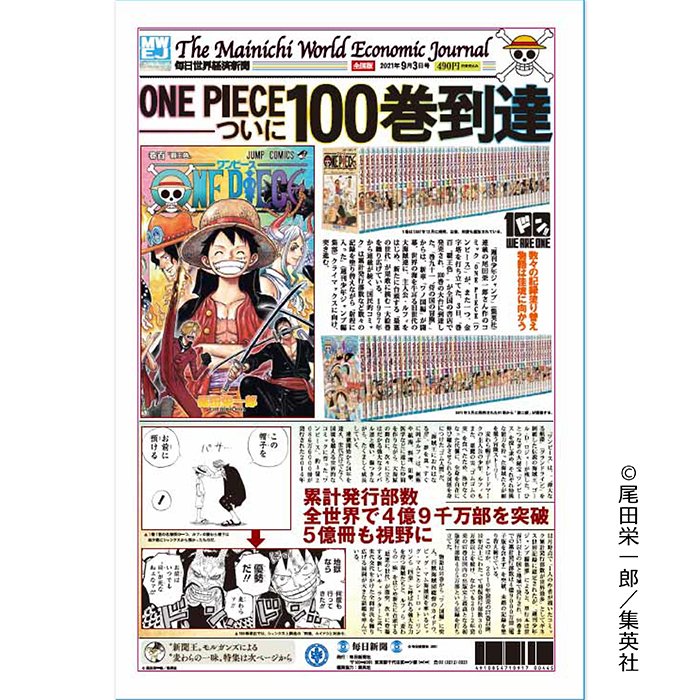 ONE PIECE　ワンピース　タブロイド　毎日新聞